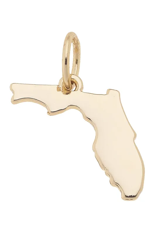Florida Shaped State Charm in Shiny Gold sold by Canvas Style