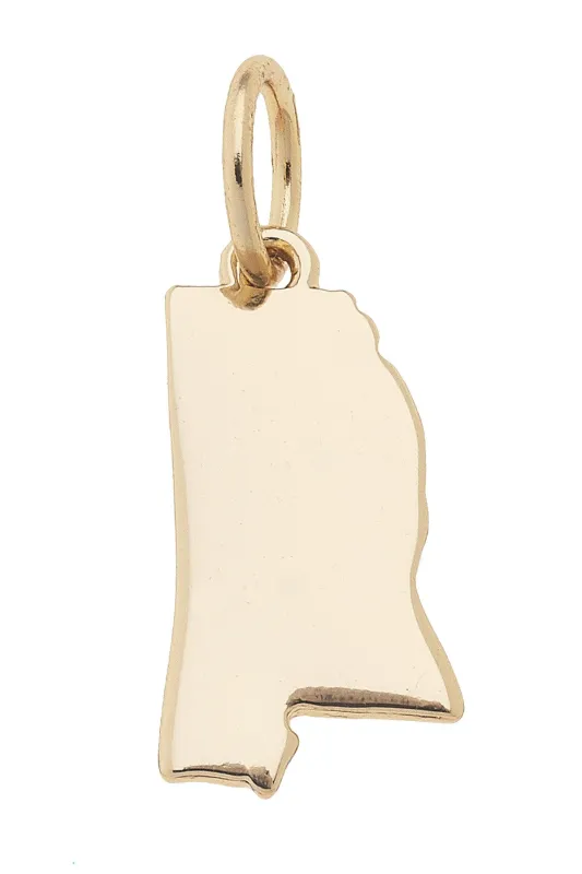Alabama Shaped State Charm in Shiny Gold sold by Canvas Style