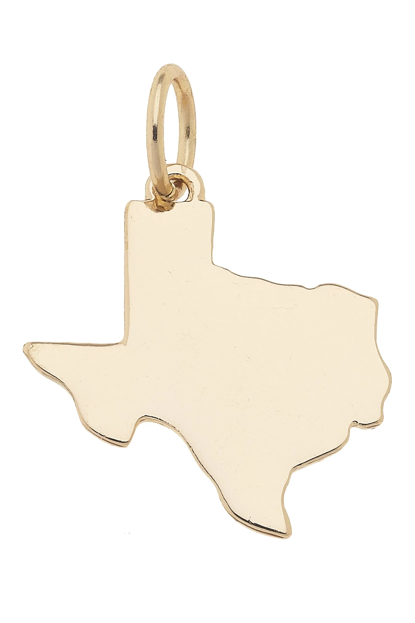 Texas Shaped State Charm in Shiny Gold sold by Canvas Style