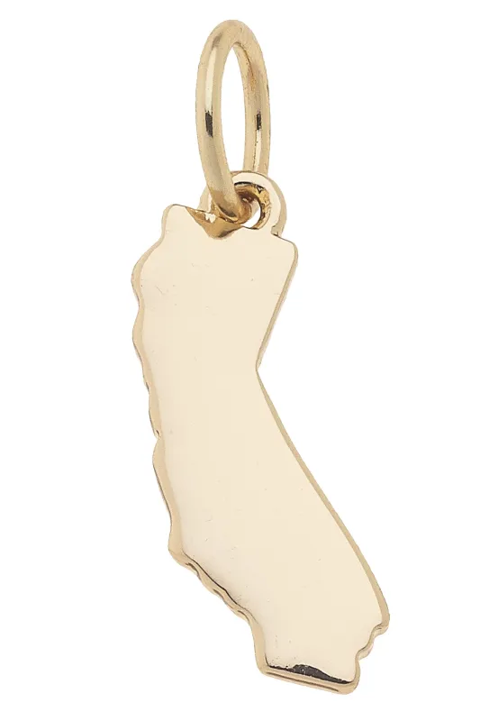 California Shaped State Charm in Shiny Gold sold by Canvas Style