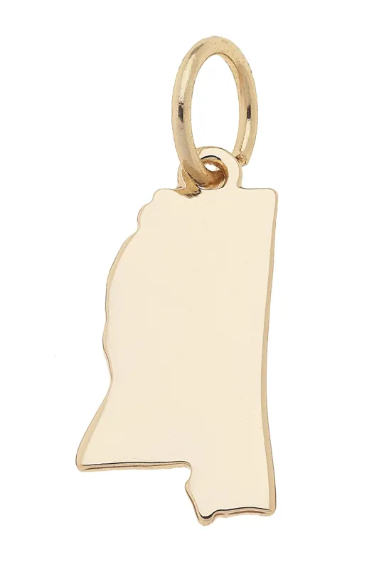 Mississippi Shaped State Charm in Shiny Gold sold by Canvas Style