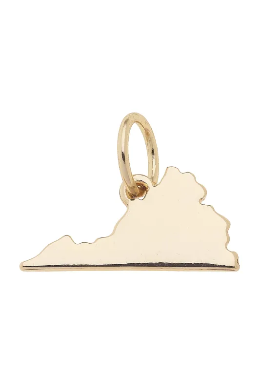 Virginia Shaped State Charm in Shiny Gold sold by Canvas Style
