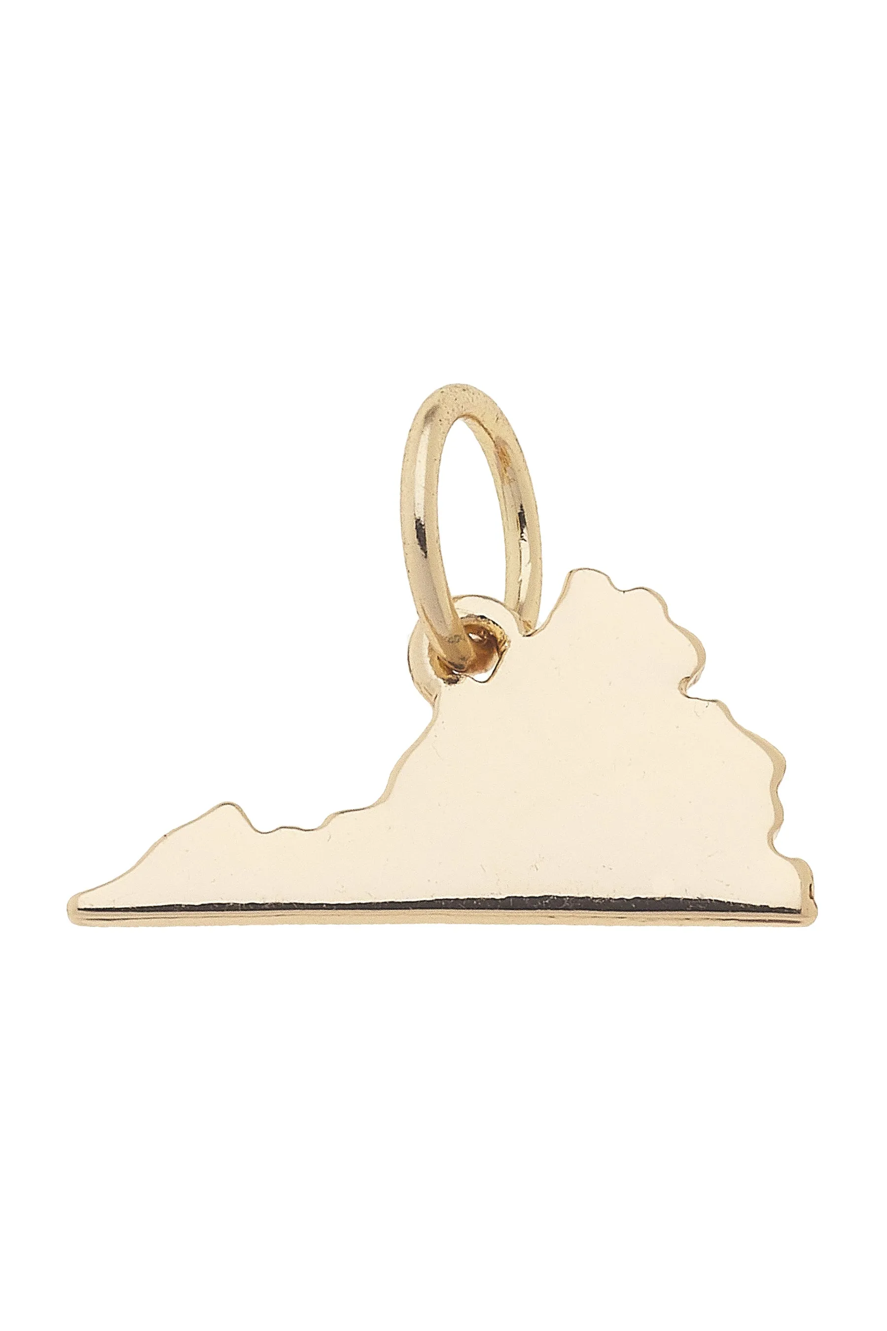 Virginia Shaped State Charm in Shiny Gold sold by Canvas Style