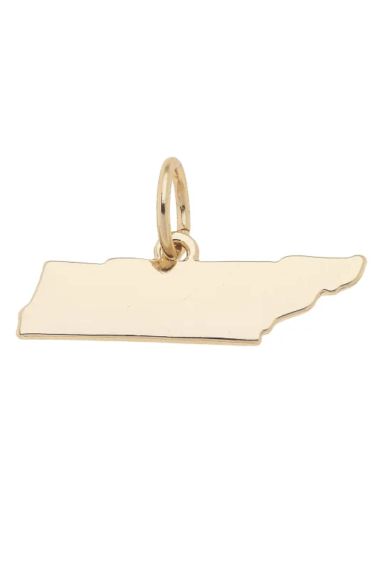 Tennessee Shaped State Charm in Shiny Gold sold by Canvas Style
