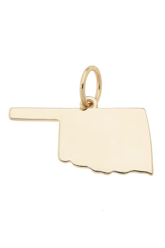 Oklahoma Shaped State Charm in Shiny Gold sold by Canvas Style