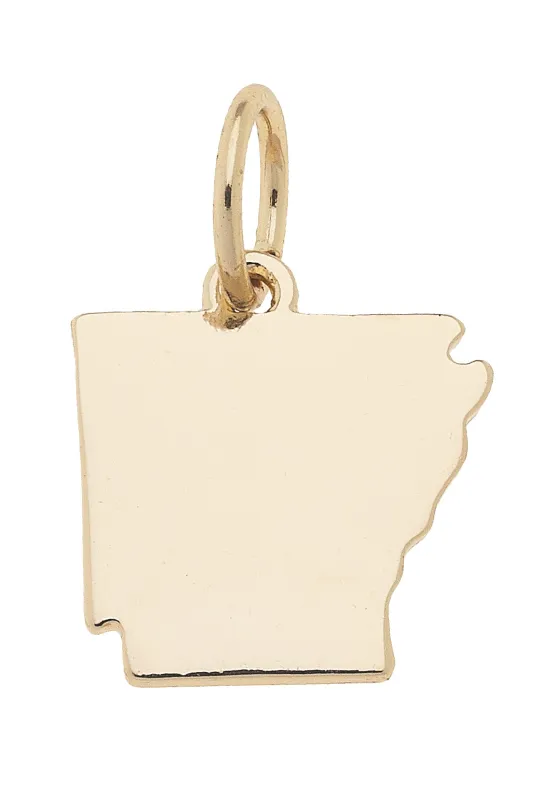 Arkansas Shaped State Charm in Shiny Gold sold by Canvas Style