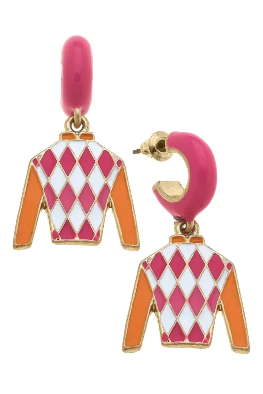 Fiona Jockey Silk Huggie Drop Earrings sold by Canvas Style