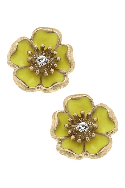 Buttercup Enamel Flower Stud Earrings sold by Canvas Style