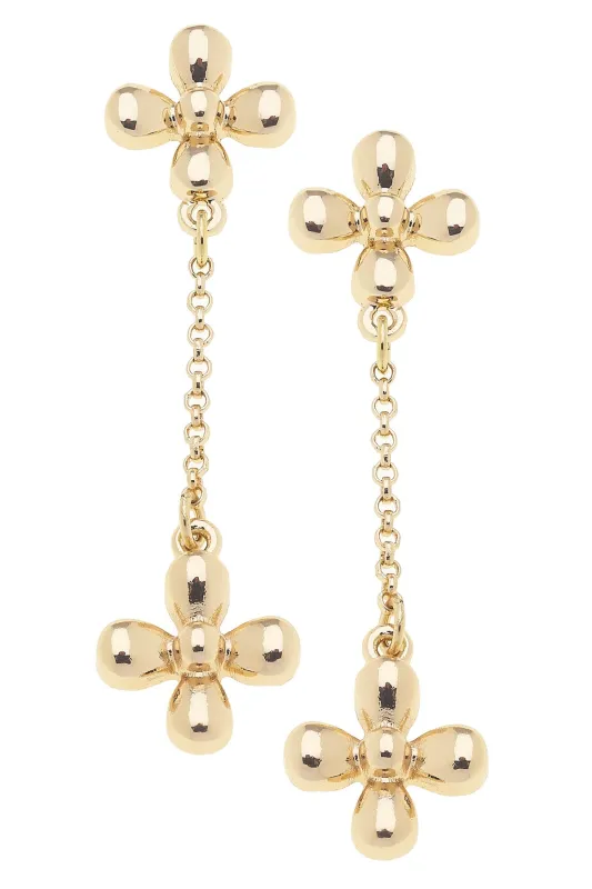 Camila Tiny Cross Chain Earrings in Shiny Gold made by Canvas Style