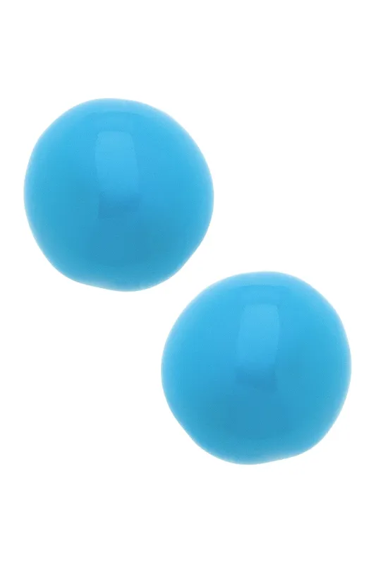 Neiman Coated Enamel Stud Earrings in Teal made by Canvas Style