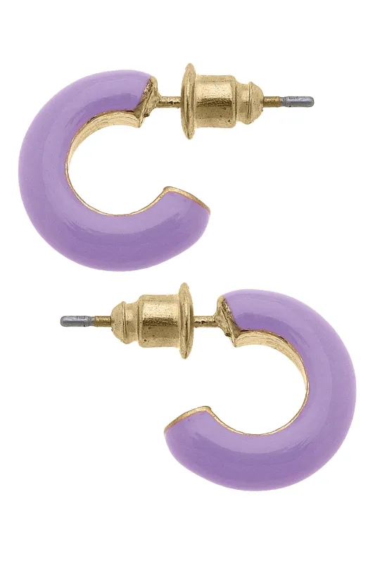 Kelley Coated Enamel Hoop Earrings in Lavender made by Canvas Style
