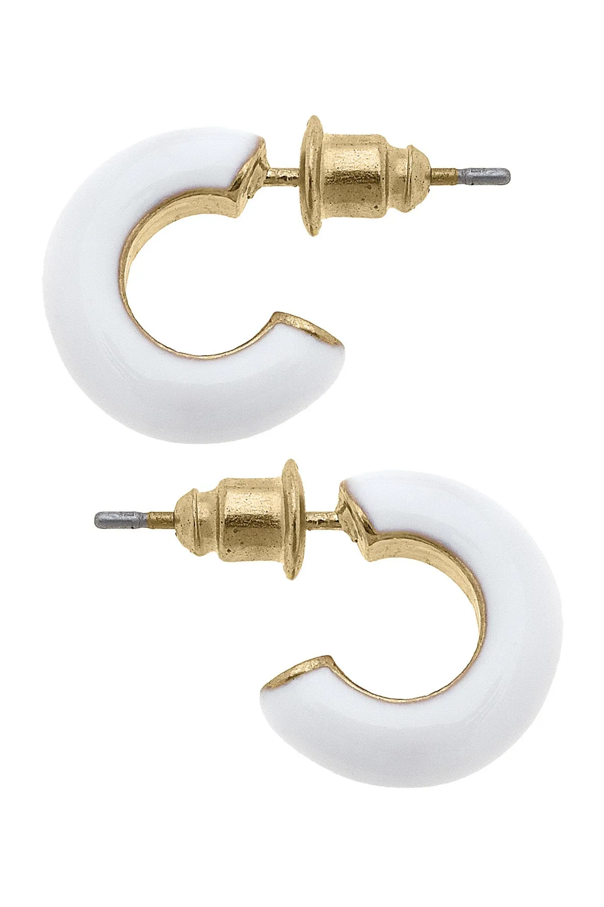 Kelley Coated Enamel Hoop Earrings in White sold by Canvas Style