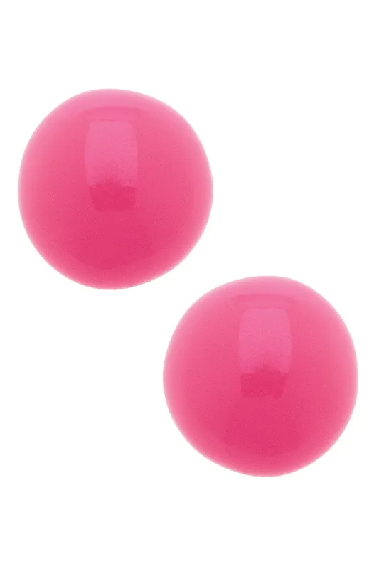 Neiman Coated Enamel Stud Earrings in Neon Pink made by Canvas Style