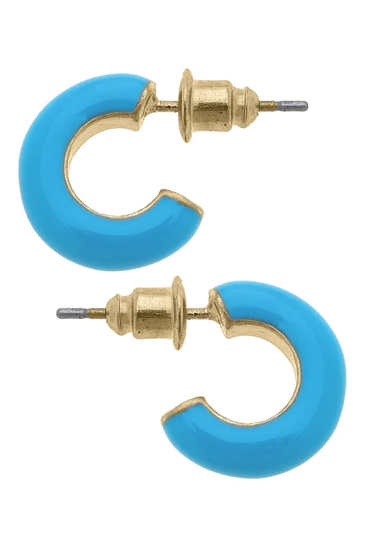 Kelley Coated Enamel Hoop Earrings in Teal made by Canvas Style