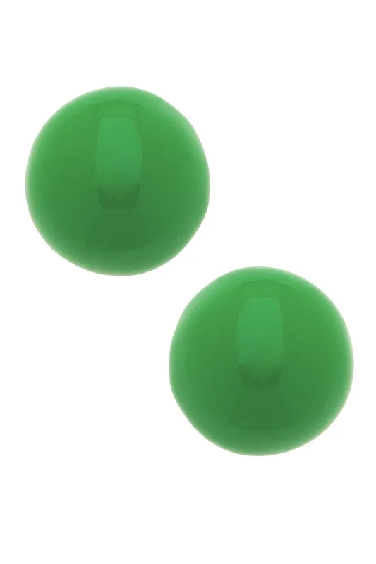 Neiman Coated Enamel Stud Earrings in Neon Green made by Canvas Style