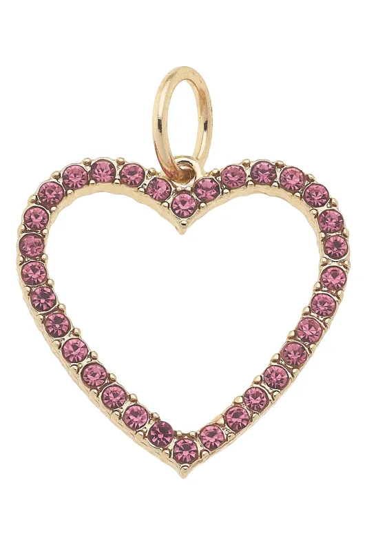 Pave Open Heart Charm in Pink sold by Canvas Style