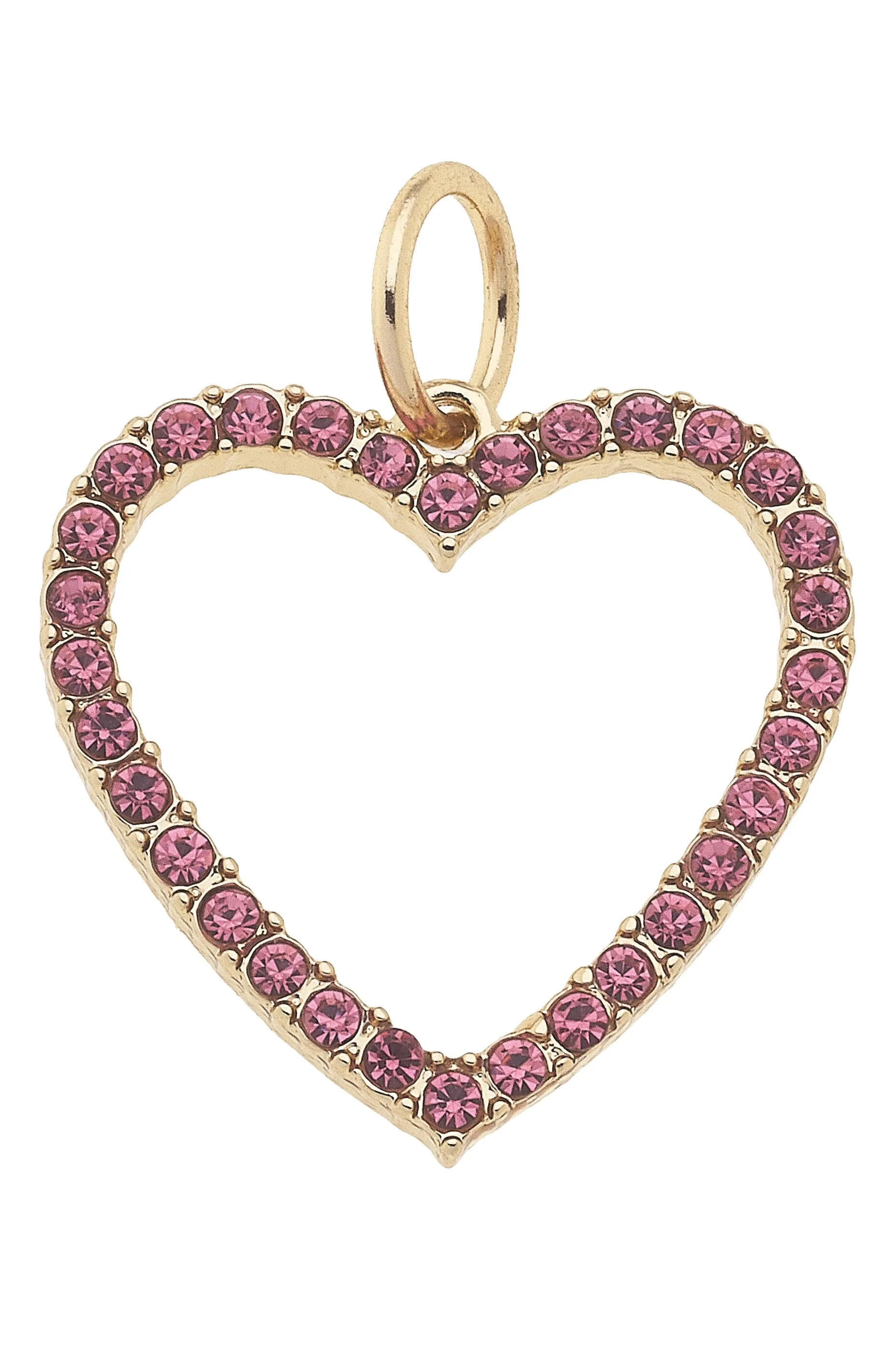 Pave Open Heart Charm in Pink sold by Canvas Style