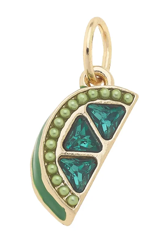 Pave Lime Wedge Charm in Green sold by Canvas Style