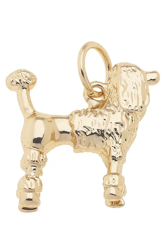 Standard Poodle Dog Charm in Shiny Gold sold by Canvas Style