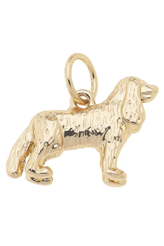 King Charles Cavalier Dog Charm in Shiny Gold sold by Canvas Style