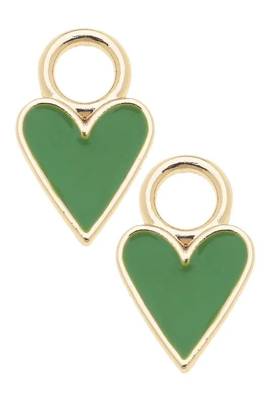 Enamel Heart Huggie Charm (Set of 2) in Neon Green sold by Canvas Style
