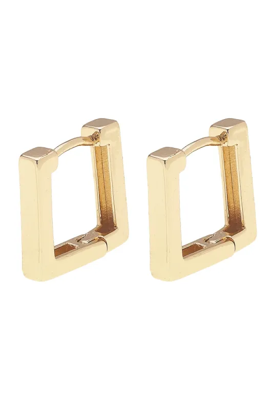 Tai Squared Huggie Hoop Earrings in Shiny Gold sold by Canvas Style
