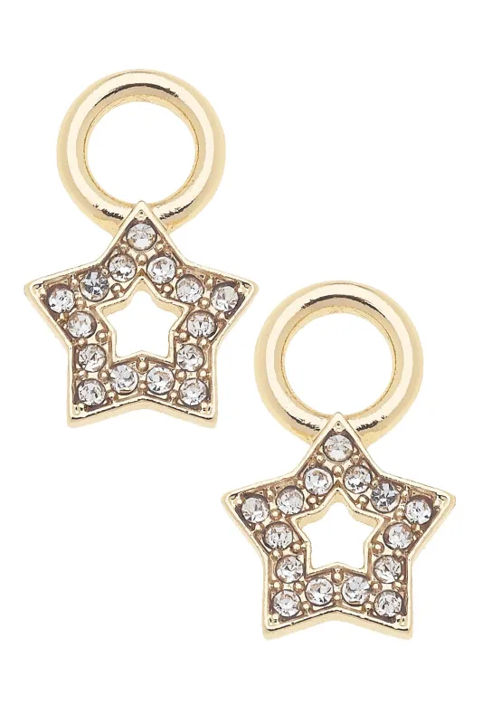 Pave Open Star Huggie Charm (Set of 2) in Shiny Gold sold by Canvas Style