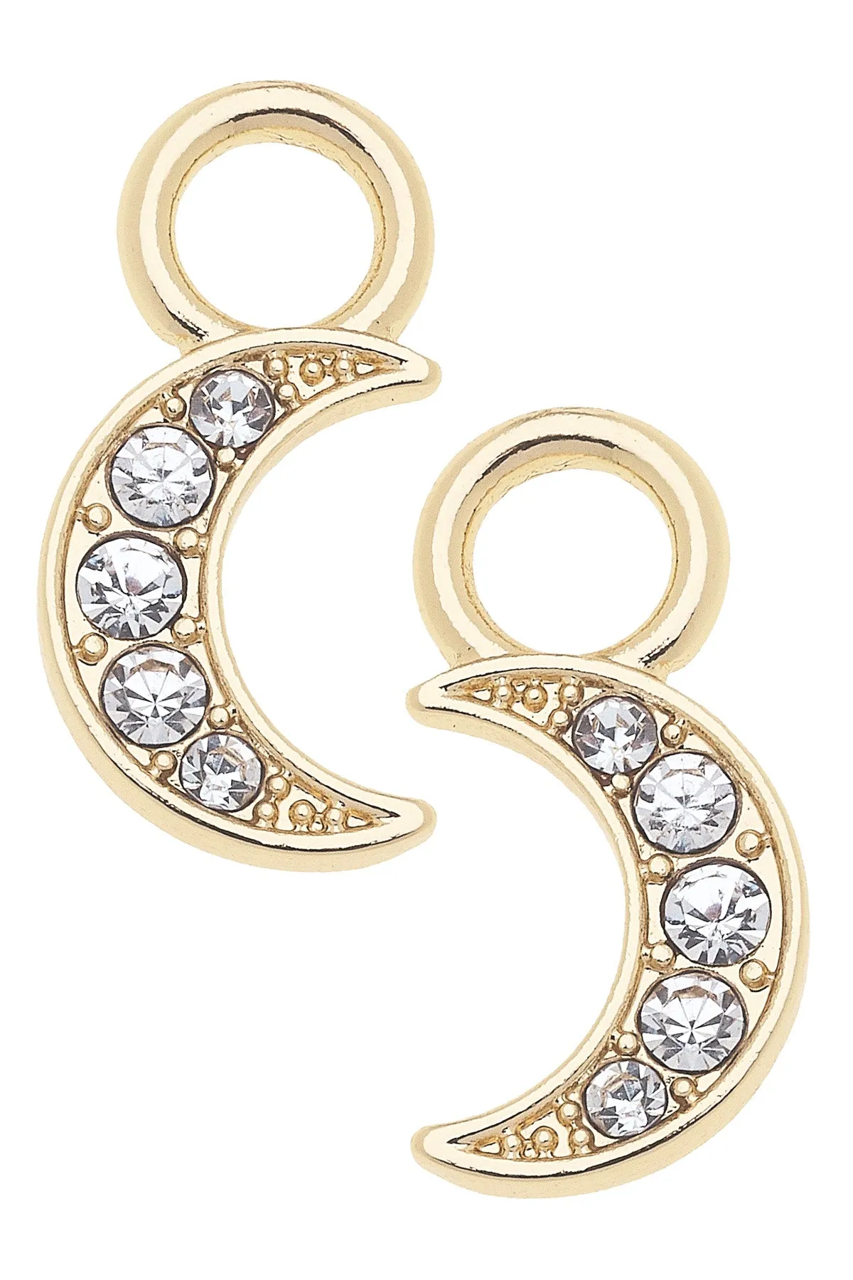 Pave Moon Huggie Charm (Set of 2) in Shiny Gold sold by Canvas Style