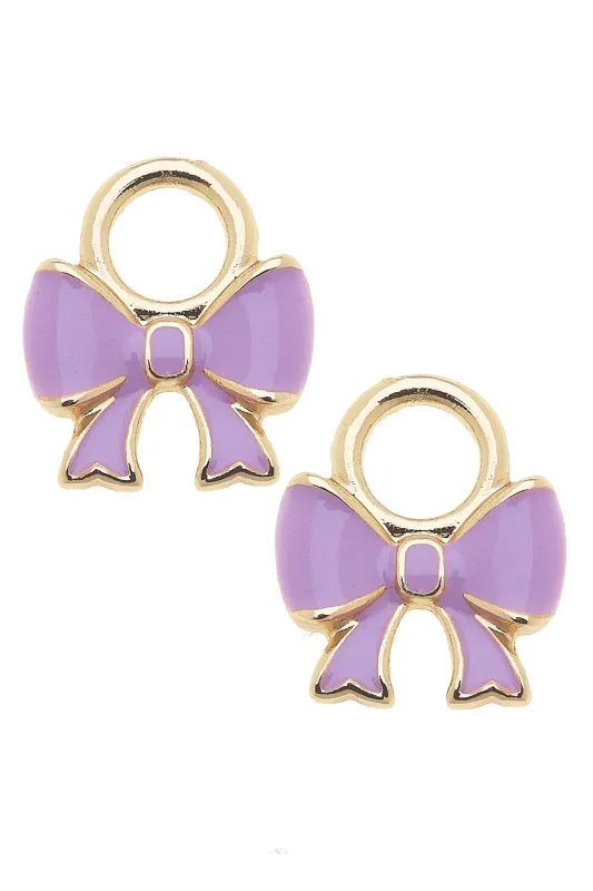Enamel Bow Huggie Charm (Set of 2) in Lavender sold by Canvas Style