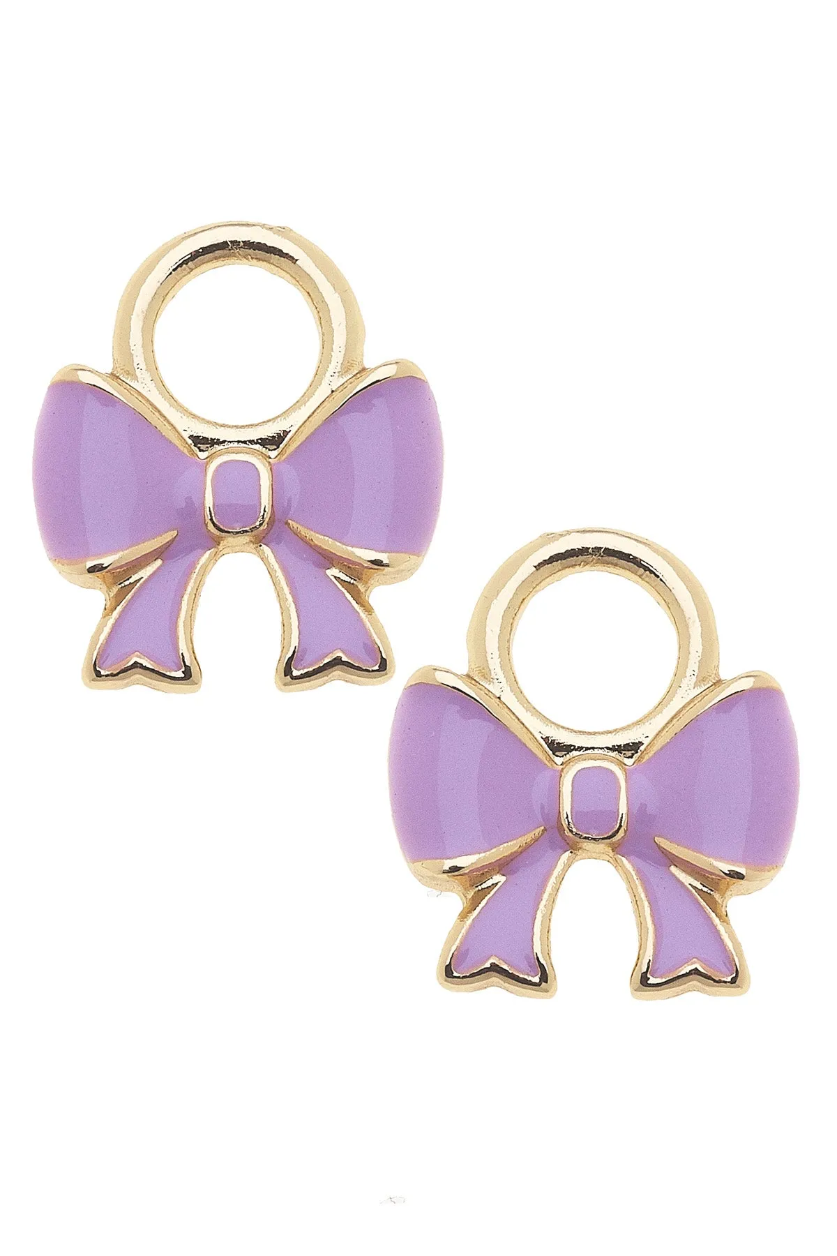 Enamel Bow Huggie Charm (Set of 2) in Lavender sold by Canvas Style