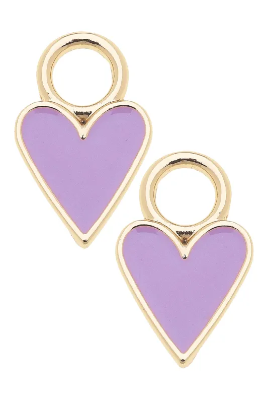 Enamel Heart Huggie Charm (Set of 2) in Lavender sold by Canvas Style