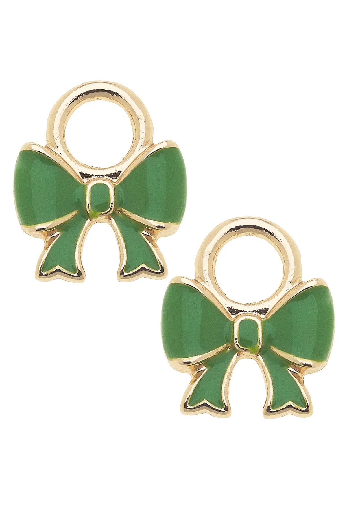Enamel Bow Huggie Charm (Set of 2) in Neon Green sold by Canvas Style
