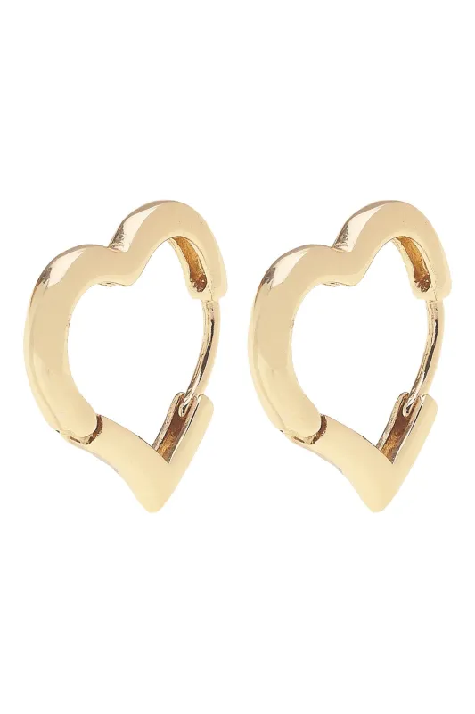 Tai Heart Shaped Huggie Hoop Earrings in Shiny Gold sold by Canvas Style