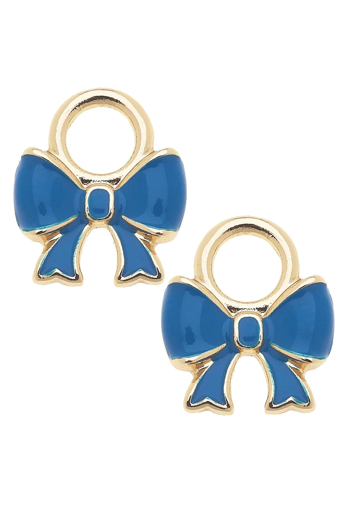 Enamel Bow Huggie Charm (Set of 2) in Blue sold by Canvas Style