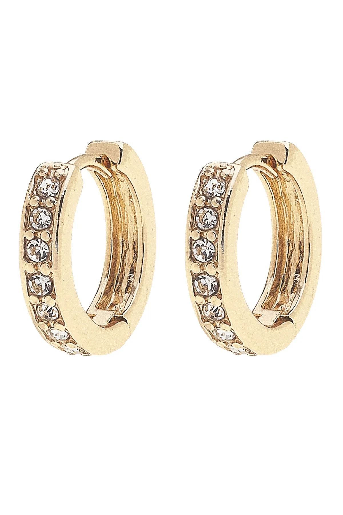 Blakely Pave Mini Huggie Hoop Earrings in Shiny Gold sold by Canvas Style
