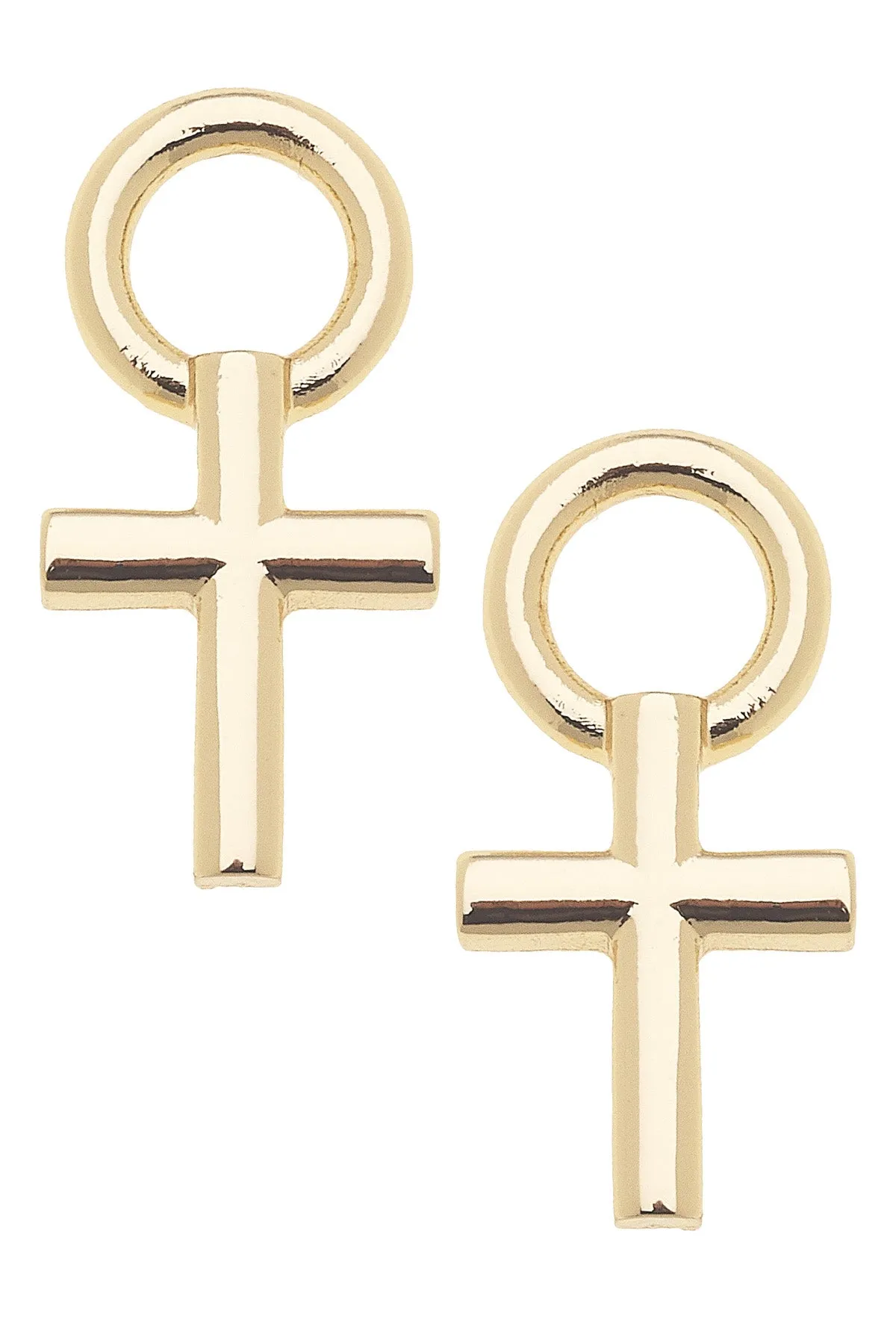 Cross Huggie Charm (Set of 2) in Shiny Gold sold by Canvas Style
