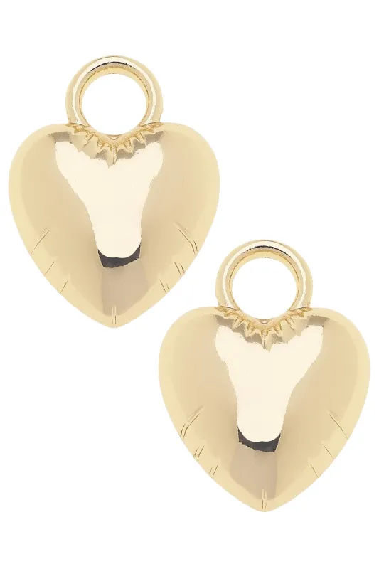 Puffy Heart Huggie Charm (Set of 2) in Shiny Gold sold by Canvas Style