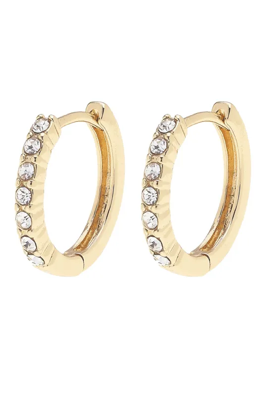Remi Pave Huggie Hoop Earrings in Clear sold by Canvas Style