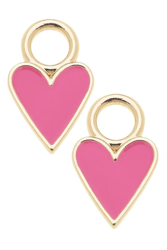 Enamel Heart Huggie Charm (Set of 2) in Neon Pink sold by Canvas Style