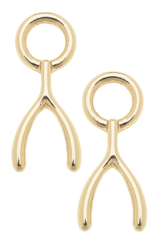 Wishbone Huggie Charm (Set of 2) in Shiny Gold sold by Canvas Style