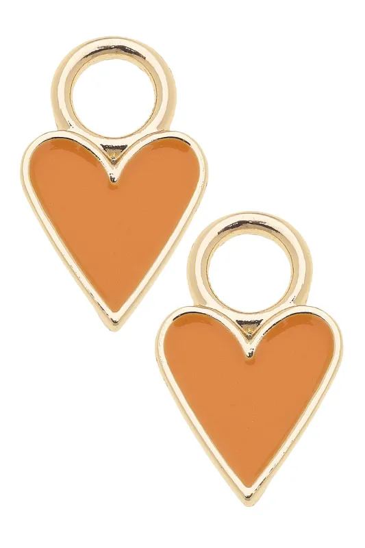 Enamel Heart Huggie Charm (Set of 2) in Orange sold by Canvas Style