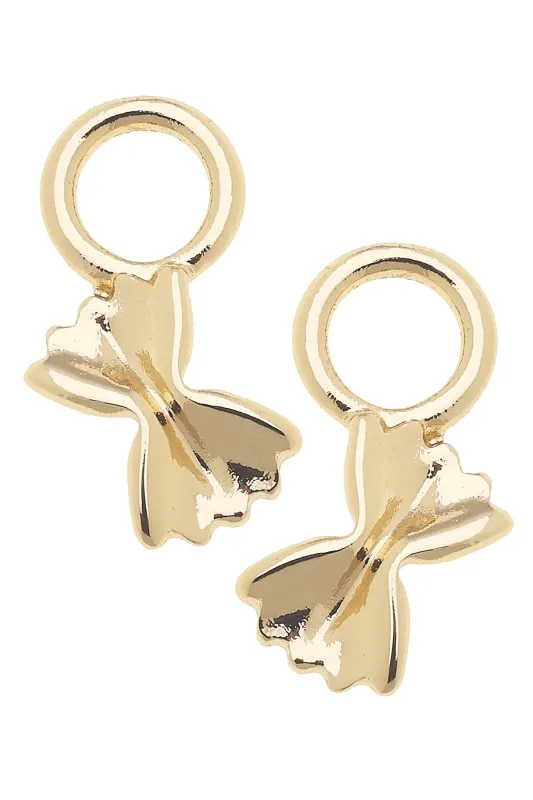 Bowtie Pasta Huggie Charm (Set of 2) in Shiny Gold sold by Canvas Style