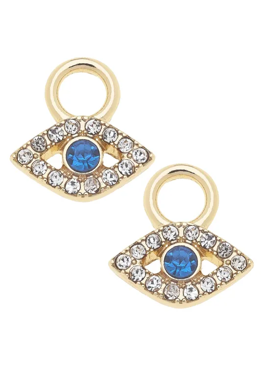 Pave Evil Eye Huggie Charm (Set of 2) in Shiny Gold sold by Canvas Style