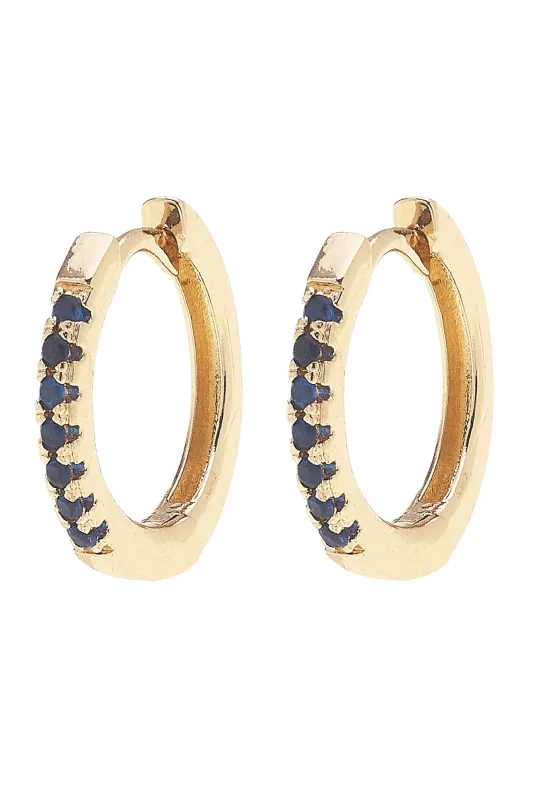 Remi Pave Huggie Hoop Earrings in Navy sold by Canvas Style