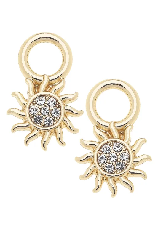 Pave Sun Huggie Charm (Set of 2) in Shiny Gold sold by Canvas Style