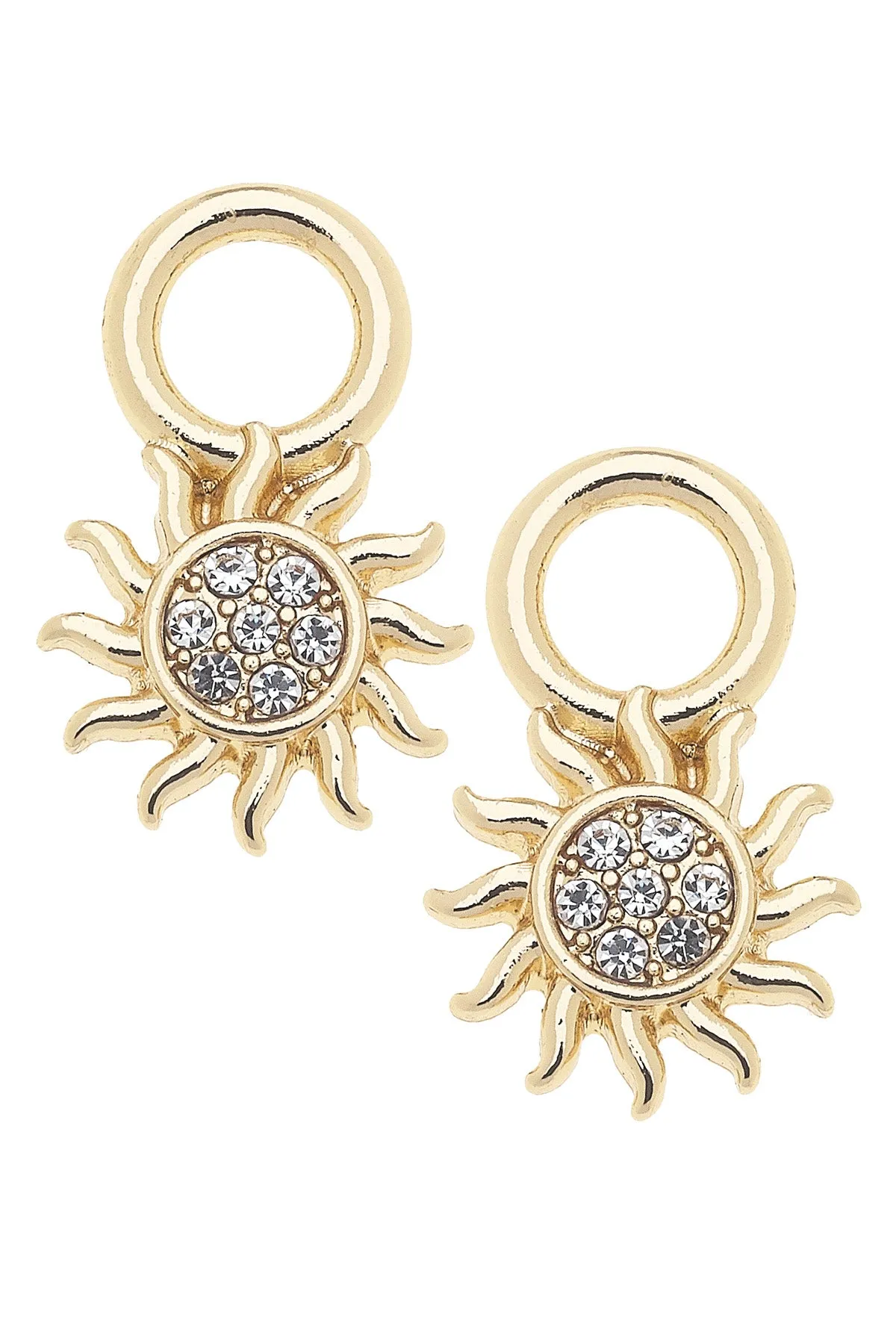 Pave Sun Huggie Charm (Set of 2) in Shiny Gold sold by Canvas Style