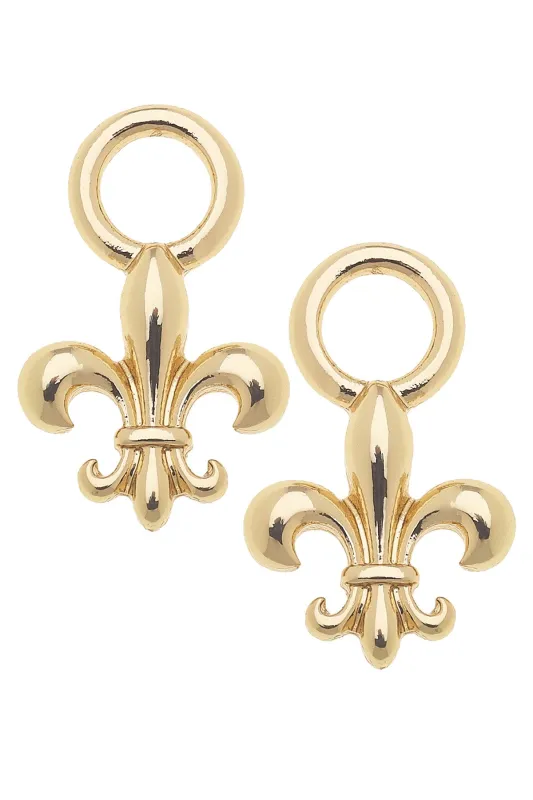 Fleur De Lis Huggie Charm (Set of 2) in Shiny Gold sold by Canvas Style