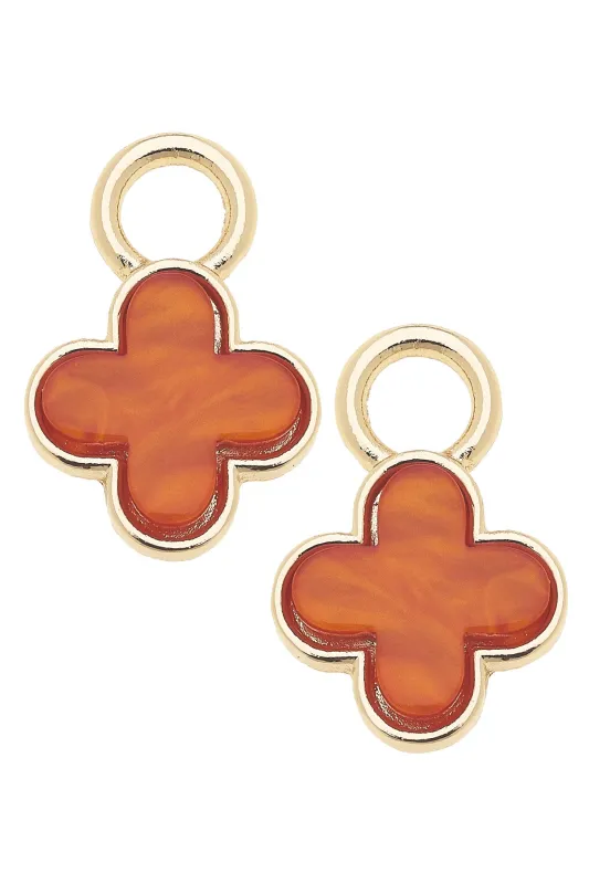 Marbled Enamel Clover Huggie Charm (Set of 2) in Orange sold by Canvas Style