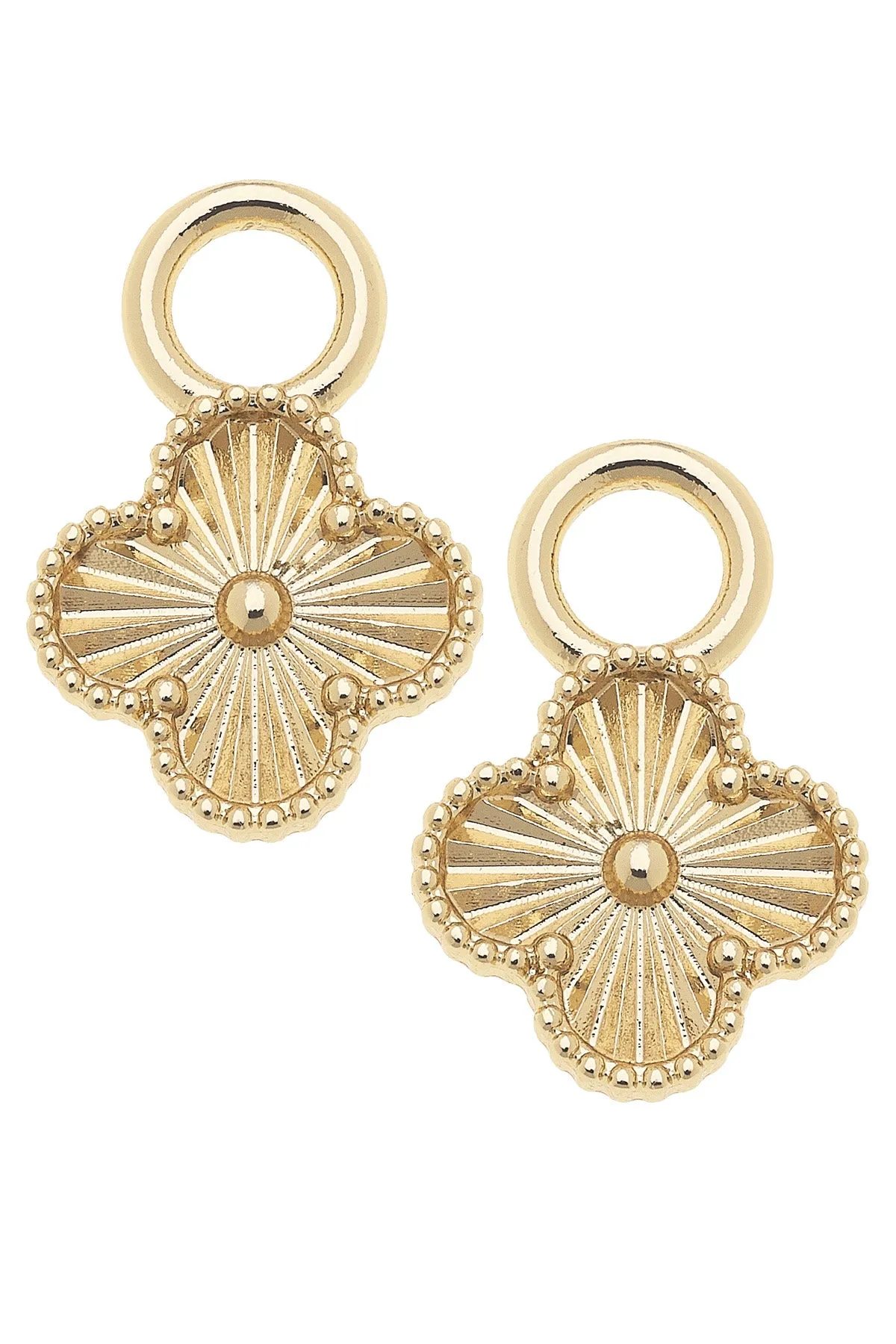 Fluted Clover Huggie Charm (Set of 2) in Shiny Gold sold by Canvas Style
