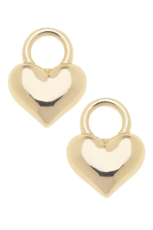 Mini Heart Huggie Charm (Set of 2) in Shiny Gold sold by Canvas Style
